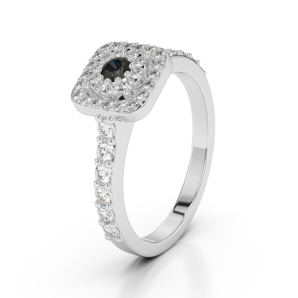 Prong Set Engagement Ring With Black Diamond 0251