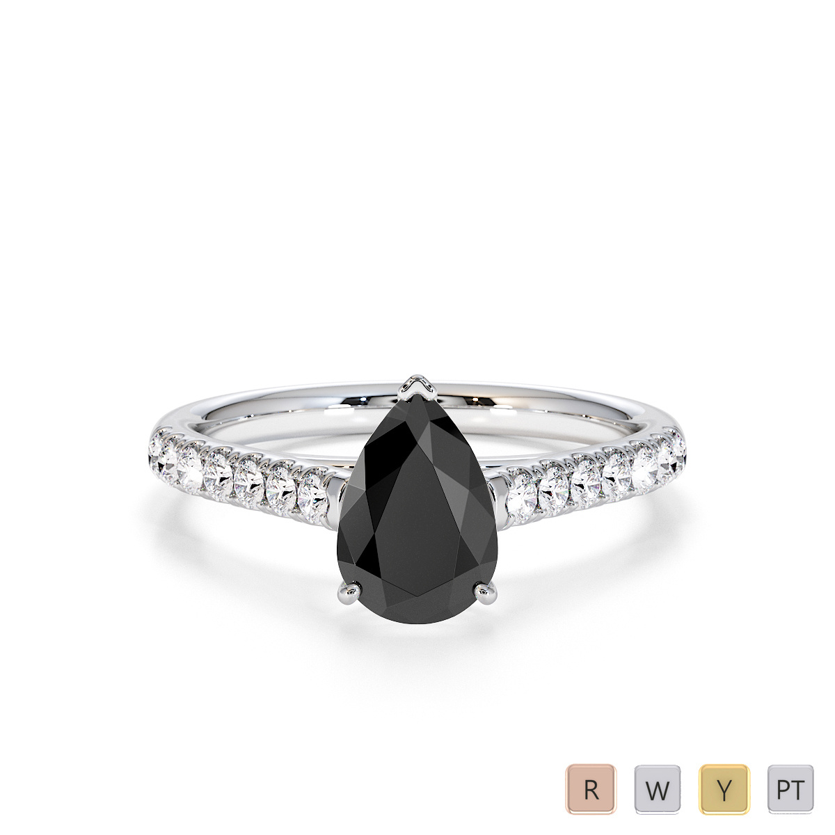 Black Diamond and Diamond Engagement Ring 0763
