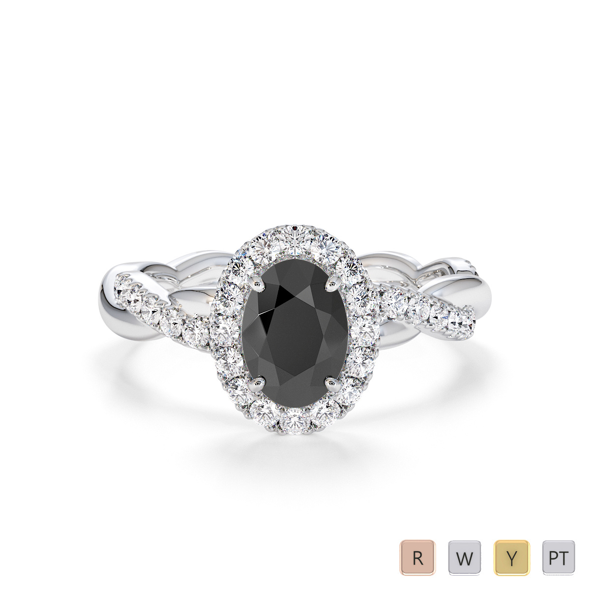 Black Diamond and Diamond Engagement Ring 0789