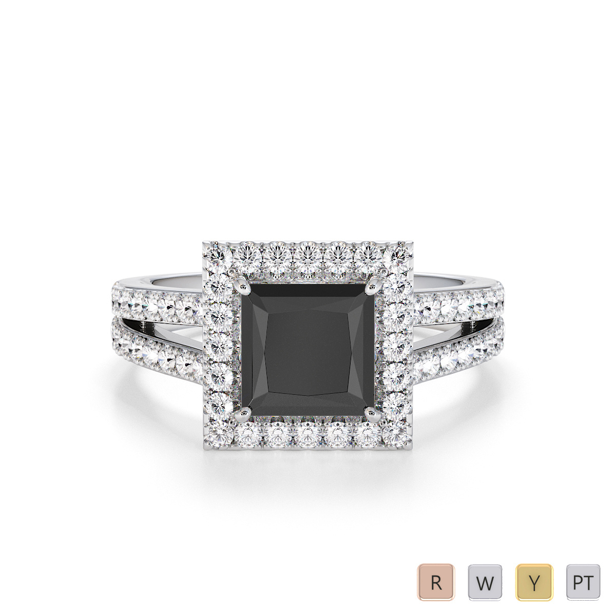 Black Diamond and Diamond Engagement Ring 0792