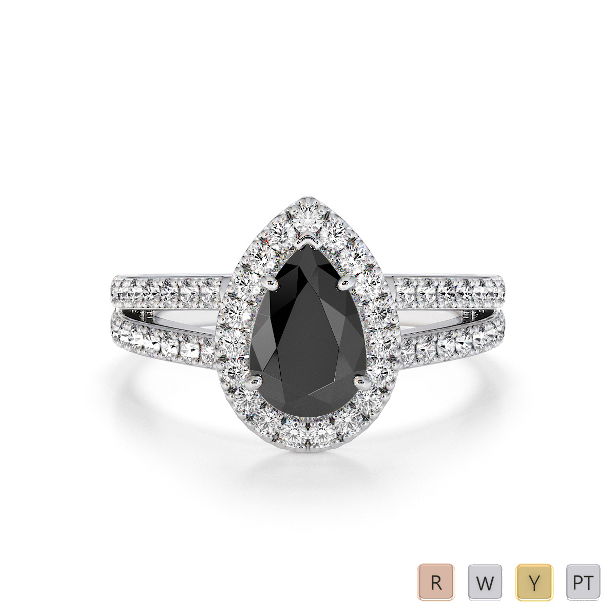 Black Diamond and Diamond Engagement Ring 0794