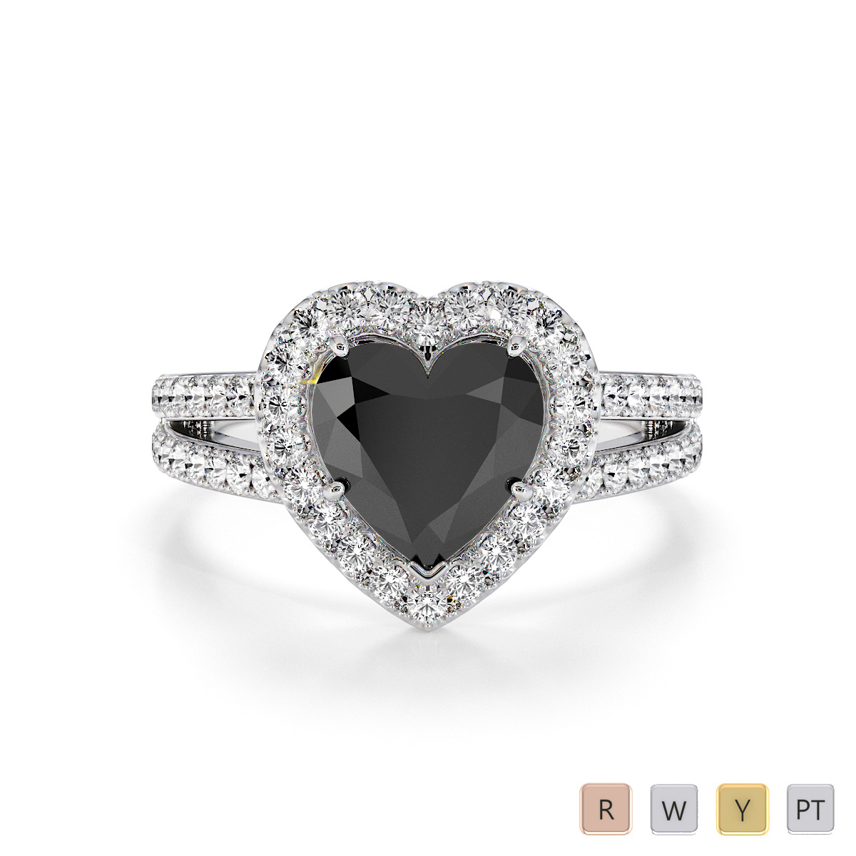 Black Diamond and Diamond Engagement Ring 0795