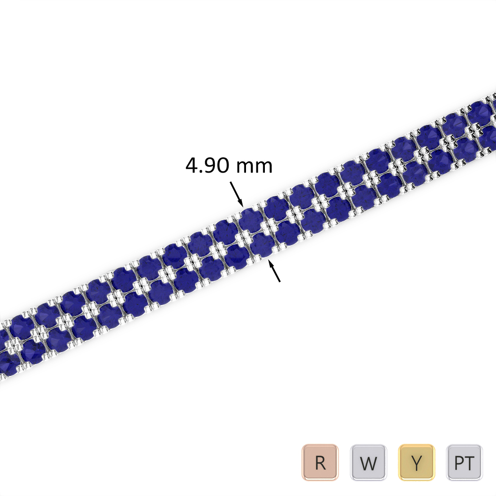Round Cut Blue Sapphire Bracelet in Gold / Platinum ATZBR-0750
