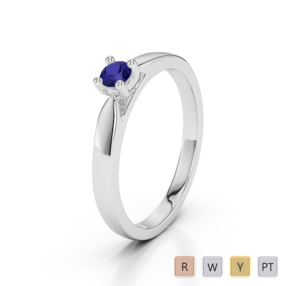 Claw Set Solitaire Blue Sapphire Engagement Ring in Gold / Platinum ATZR-0228