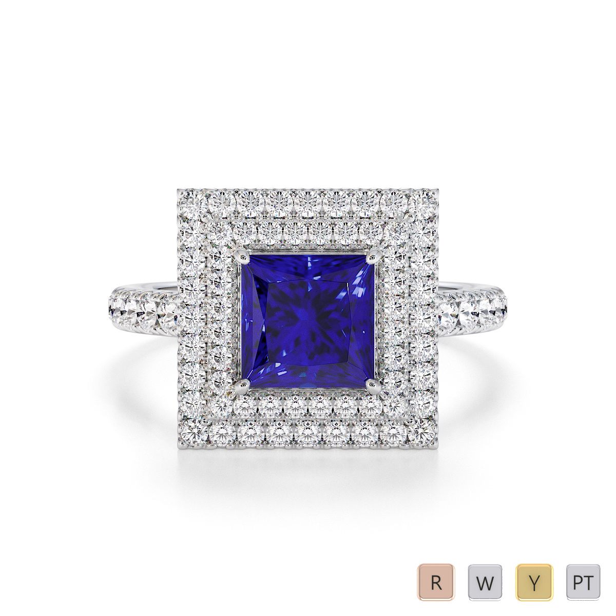 Prong Set Blue Sapphire and Diamond Engagement Ring 0770