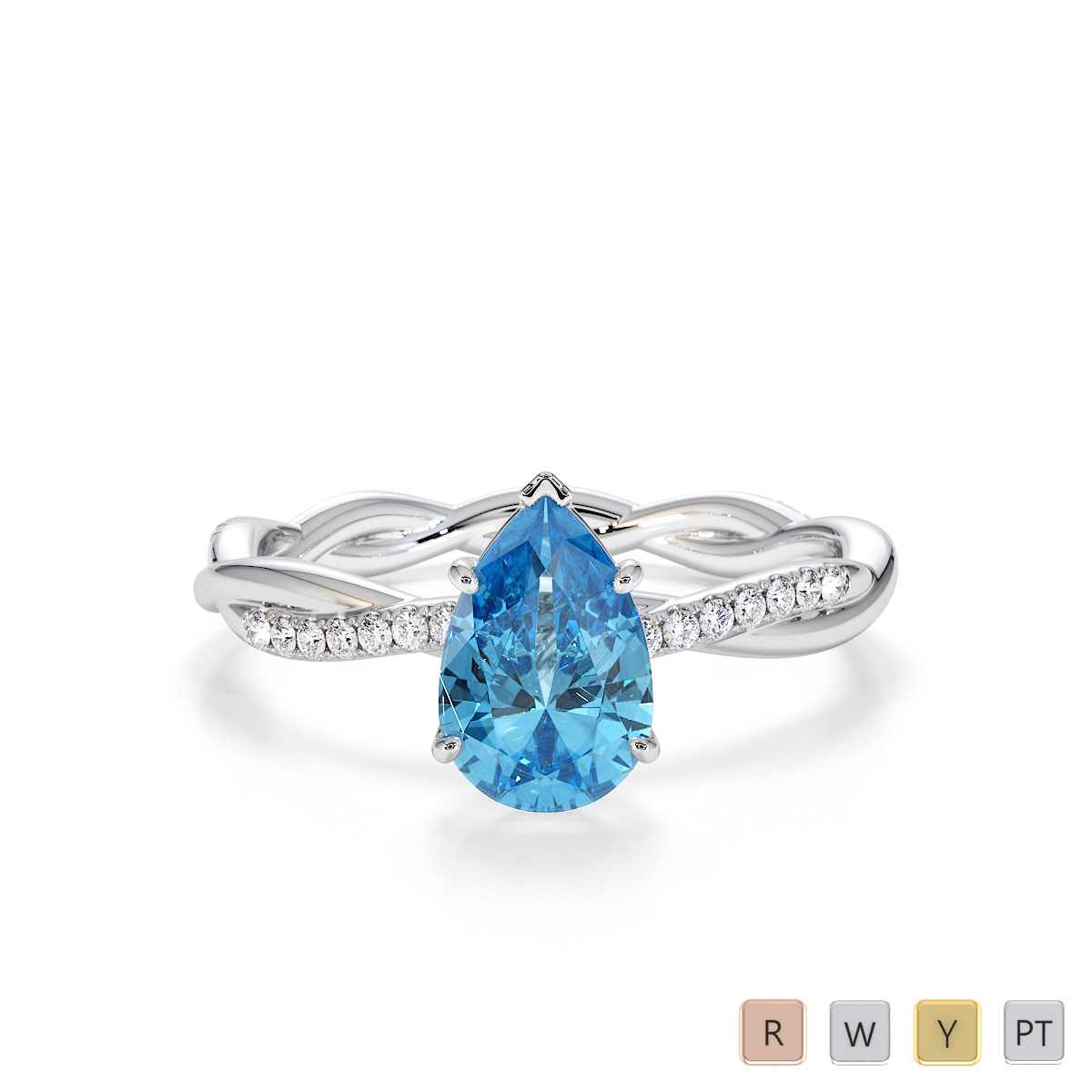 Blue Topaz and Diamond Engagement Ring 0766