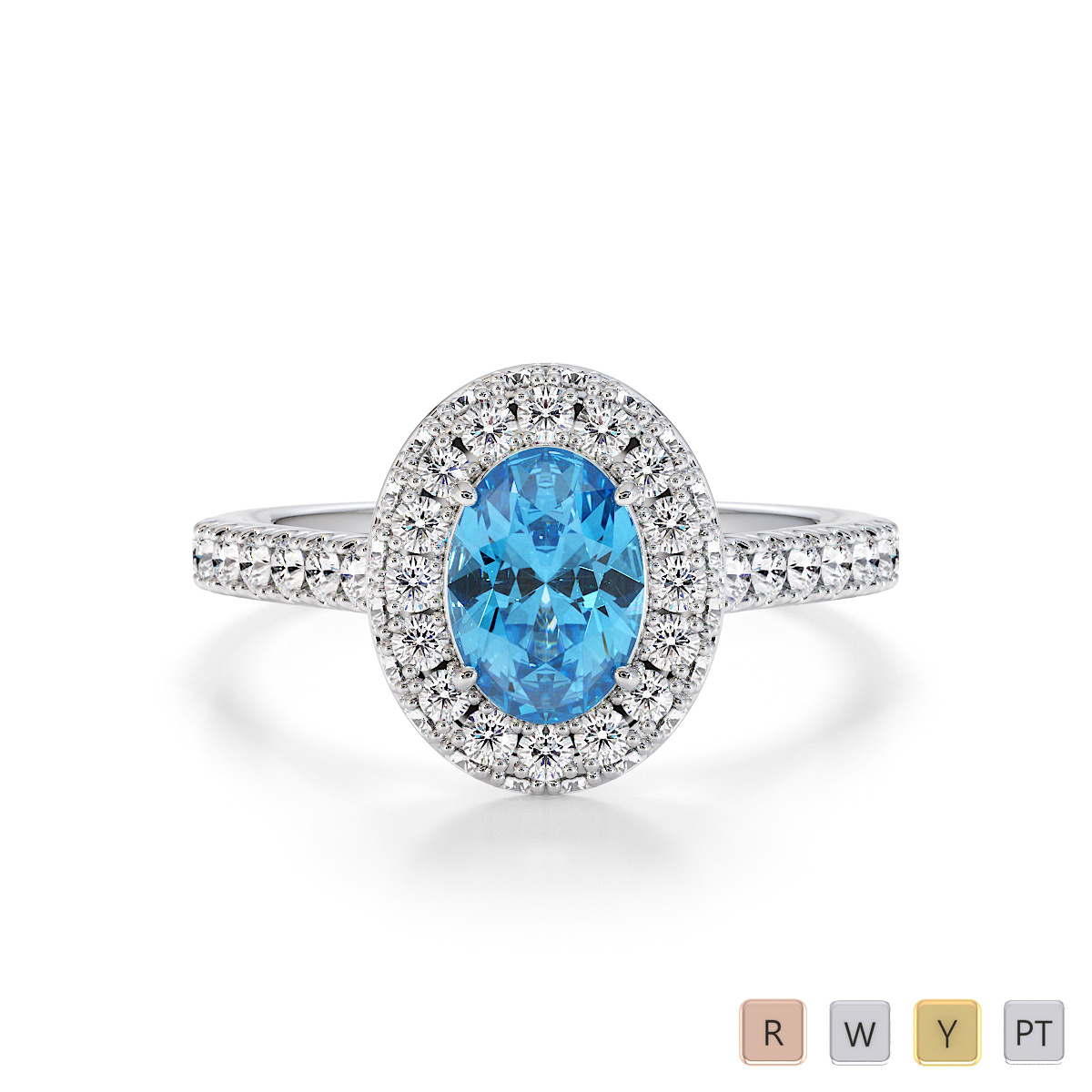 Blue Topaz and Diamond Engagement Ring 0777