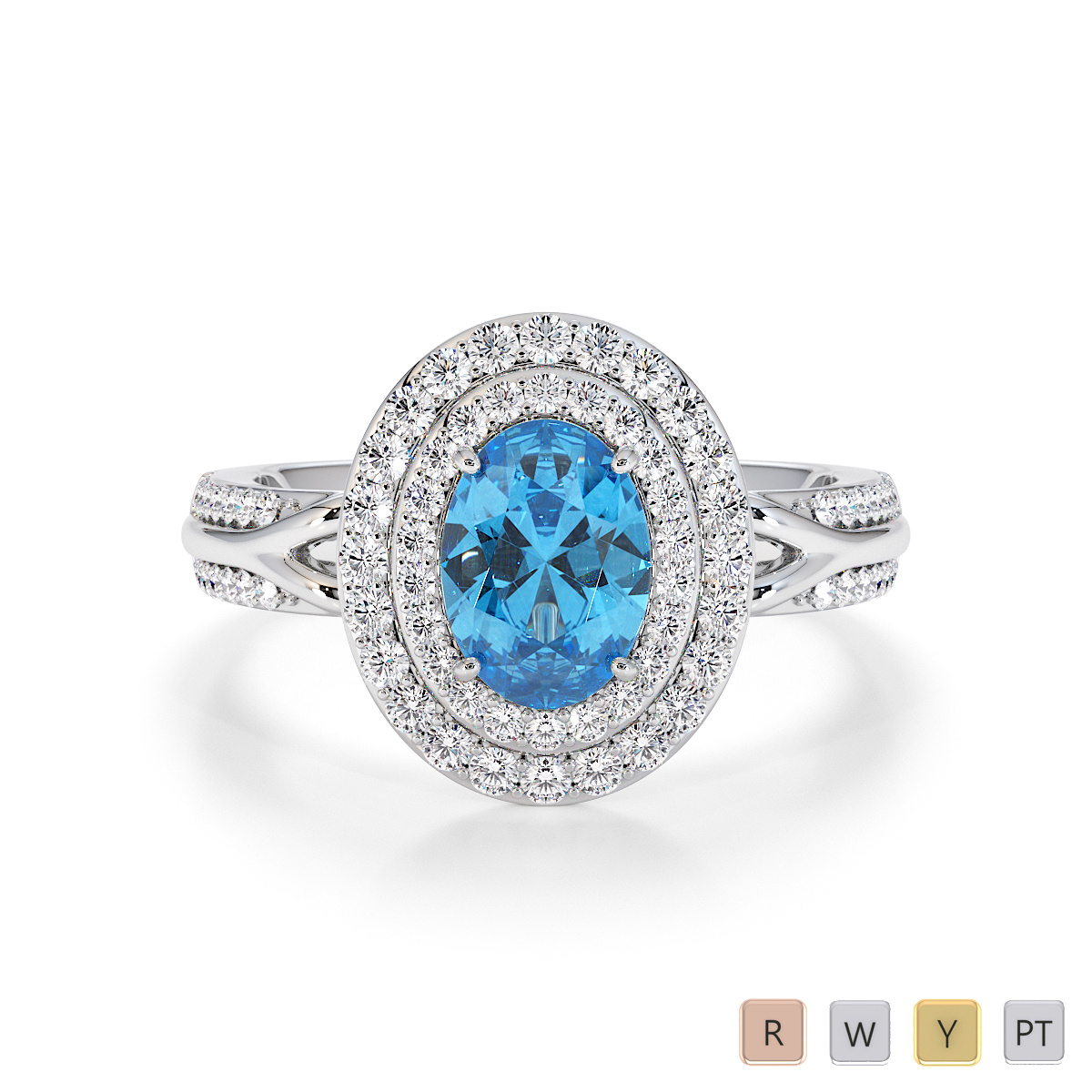 Blue Topaz and Diamond Engagement Ring 0778