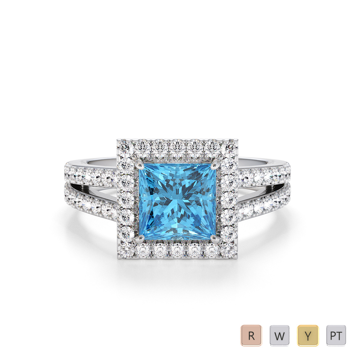 Blue Topaz and Diamond Engagement Ring 0792
