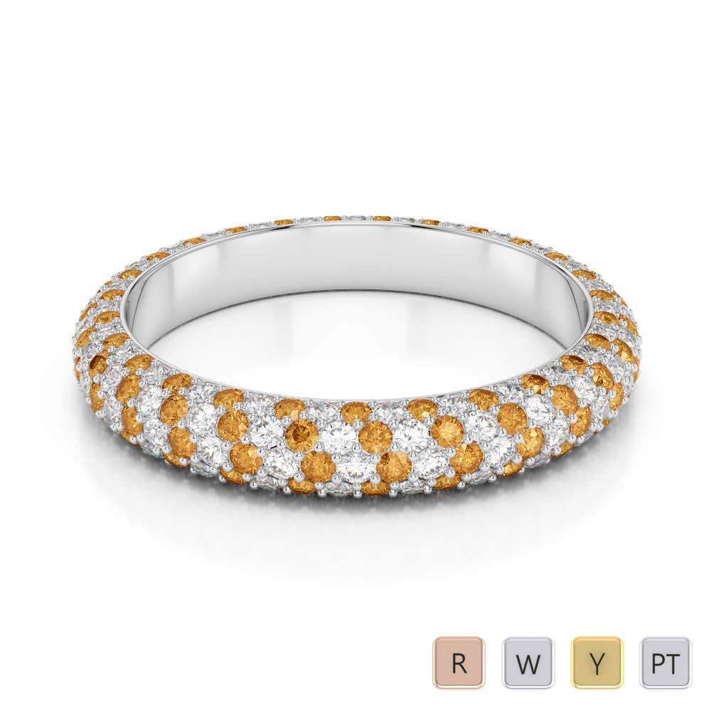 4 MM Prong Set Diamond & Citrine Full Eternity Ring 0394