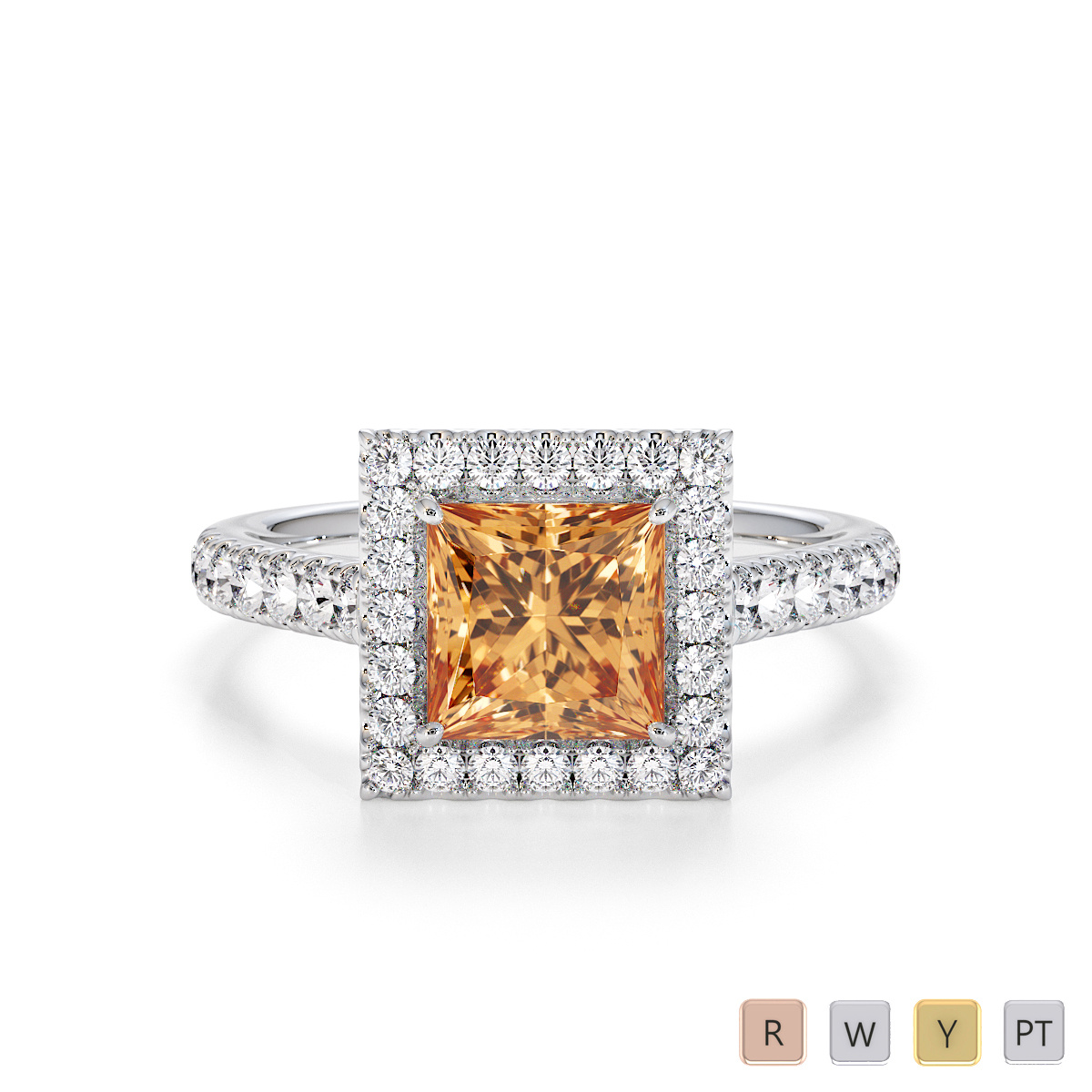 Citrine and Diamond Engagement Ring 0768