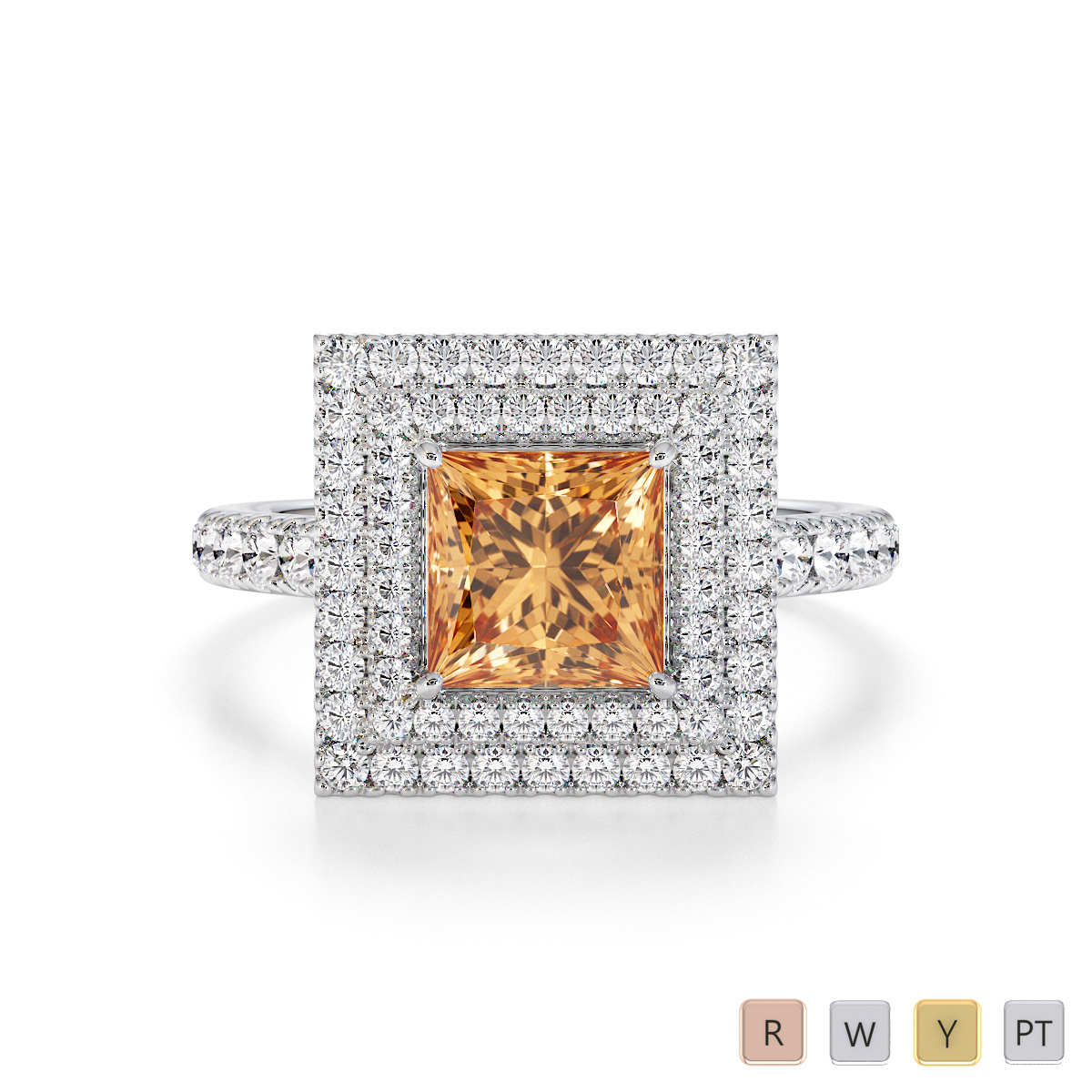 Citrine and Diamond Engagement Ring 0770