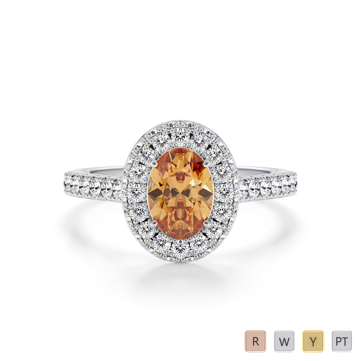 Oval Shape Citrine and Diamond Engagement Ring 0777