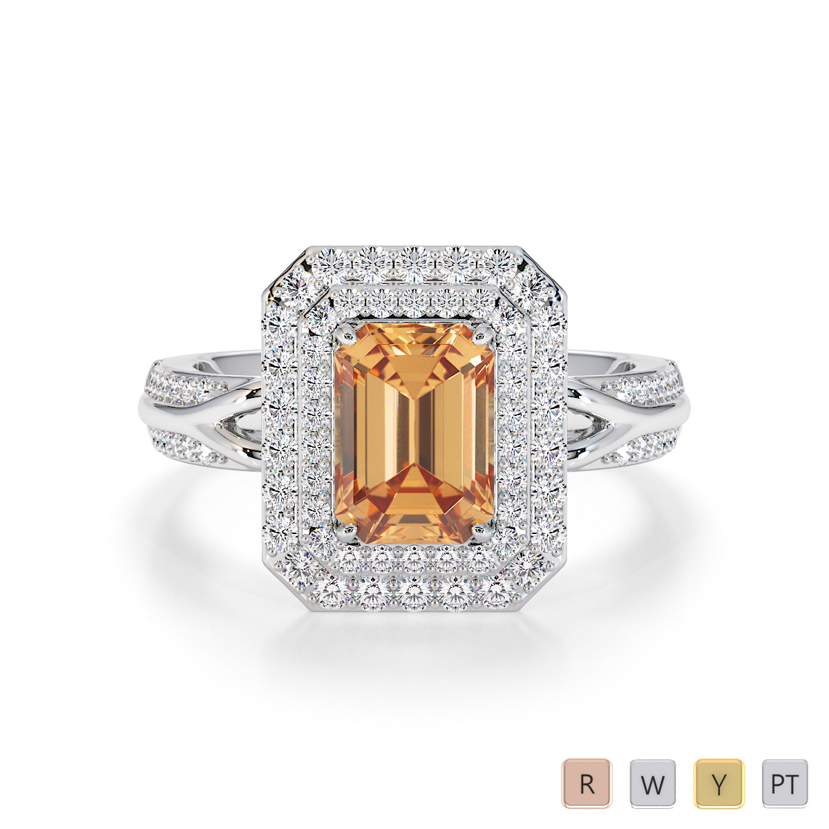 Citrine and Diamond Engagement Ring 0779