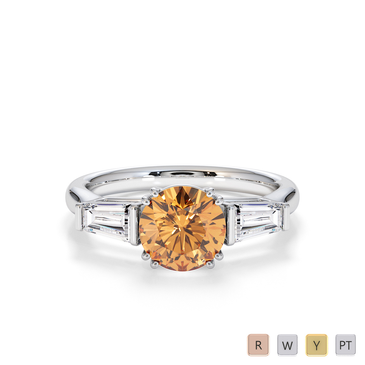 Citrine and Diamond Engagement Ring 0781