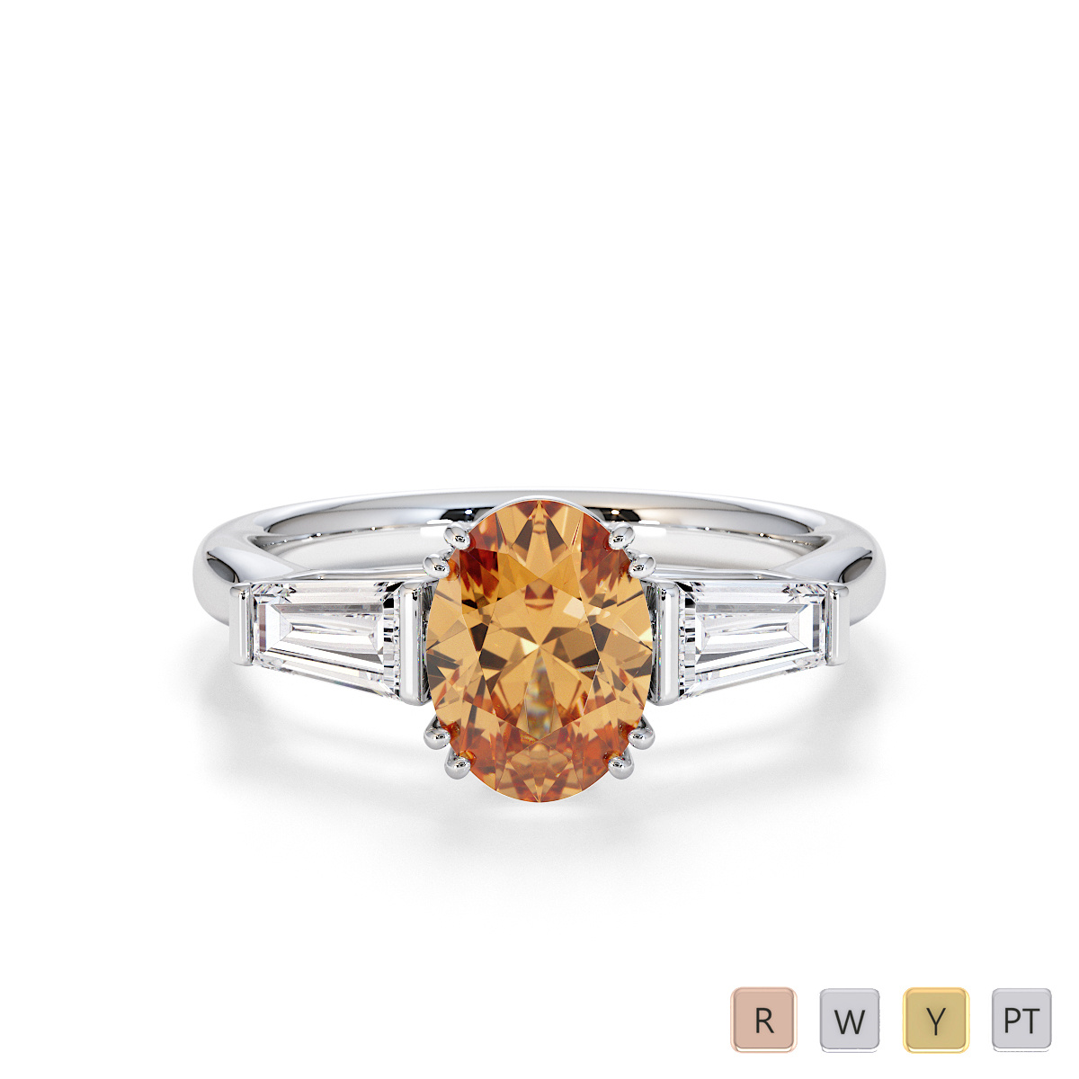 Citrine and Diamond Engagement Ring 0783