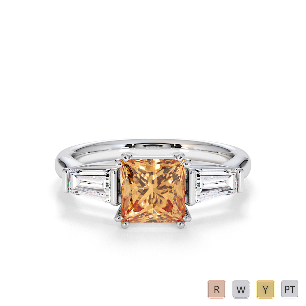 Citrine and Diamond Engagement Ring 0784