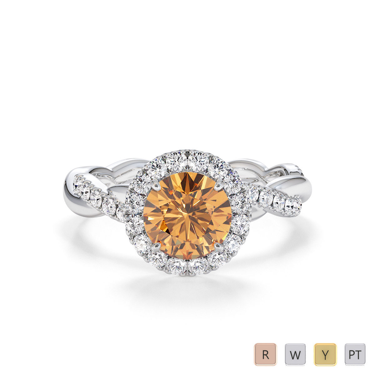 Citrine and Diamond Engagement Ring 0788