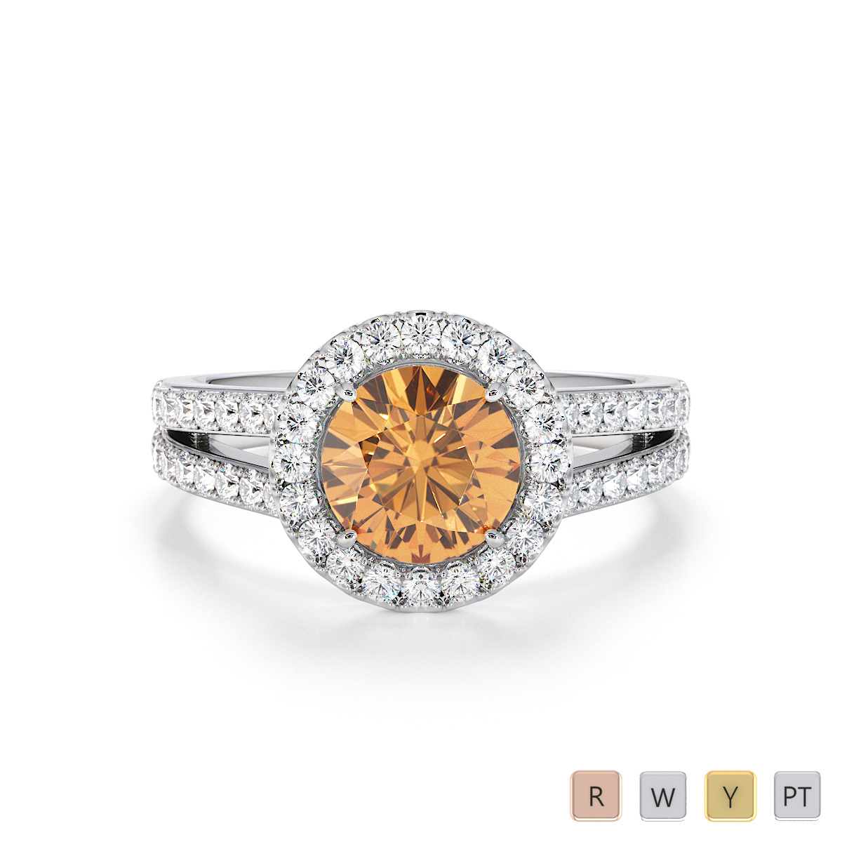 Citrine and Diamond Engagement Ring 0790