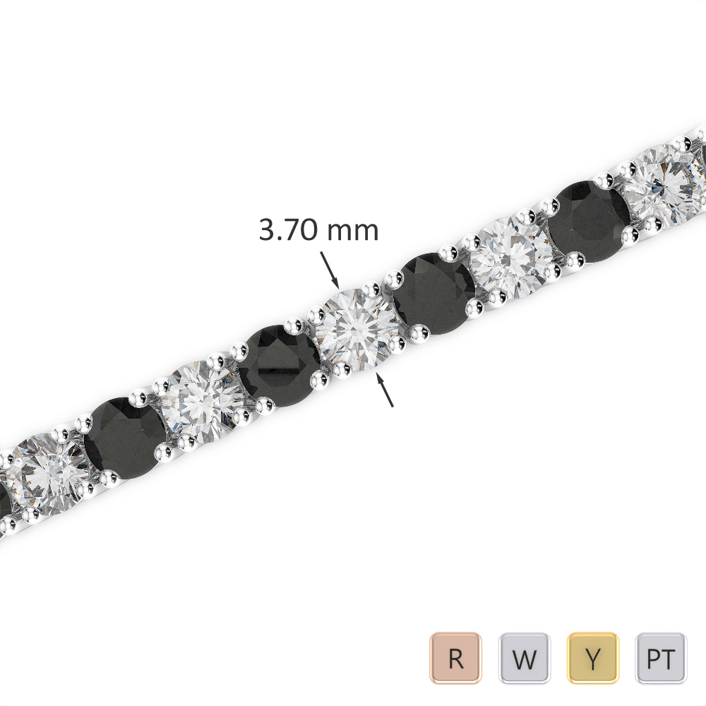 Prong Set Black Diamond Studded Bracelet in Gold / Platinum ATZBR-0716