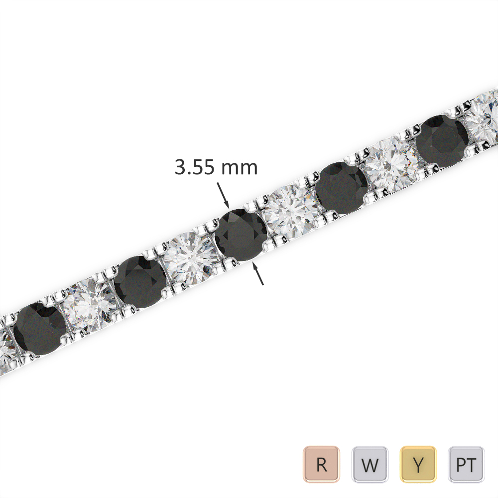 Claw Set Black Diamond Bracelet in Gold / Platinum ATZBR-0726