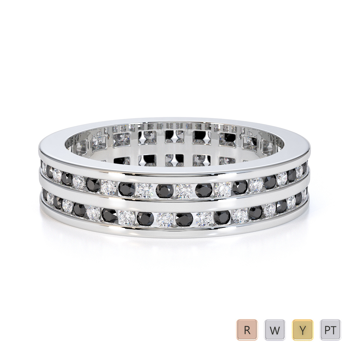 Channel Set Black Diamond Full Eternity Ring 0426