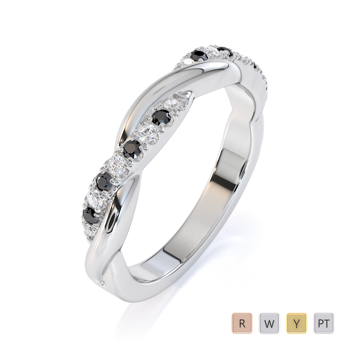 Prong Set Black Diamond Half Eternity Ring 0447
