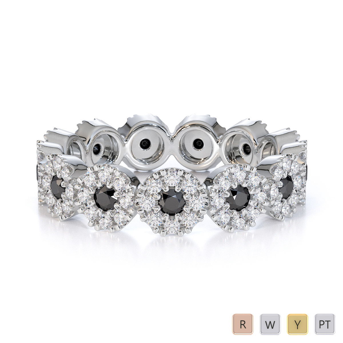 Prong Set Black Diamond Full Eternity Ring 0454