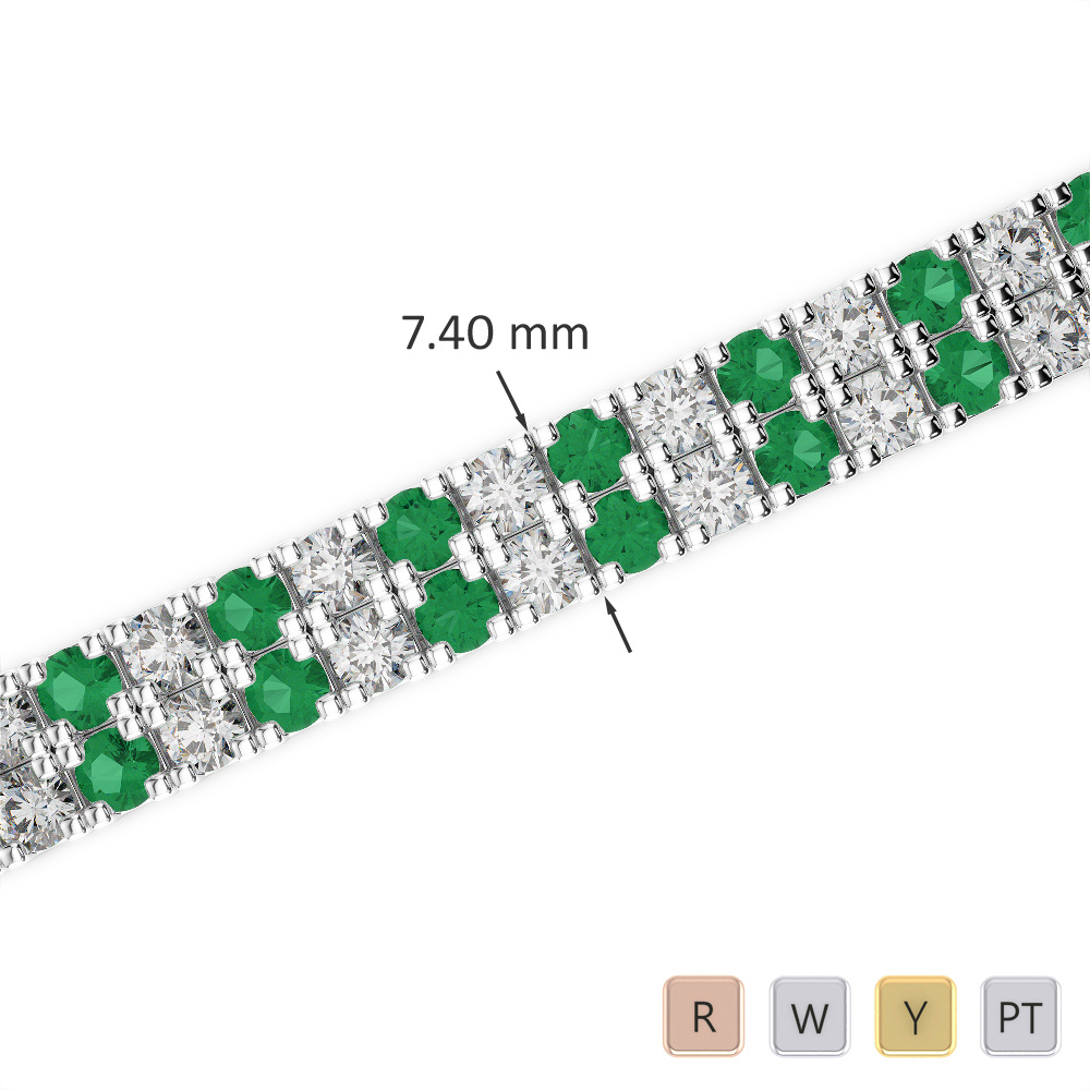 Prong Set Diamond & Emerald Bracelet 0755