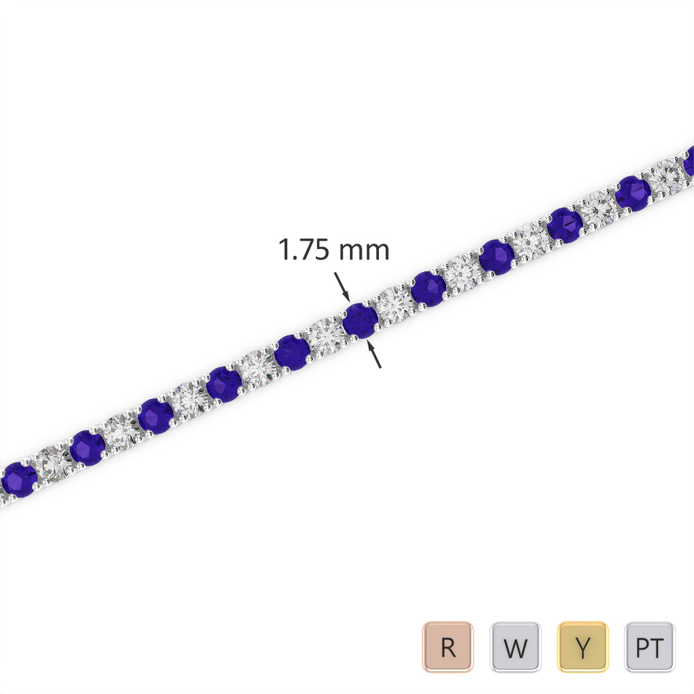 Prong Set Diamond and Tanzanite Bracelet 0708