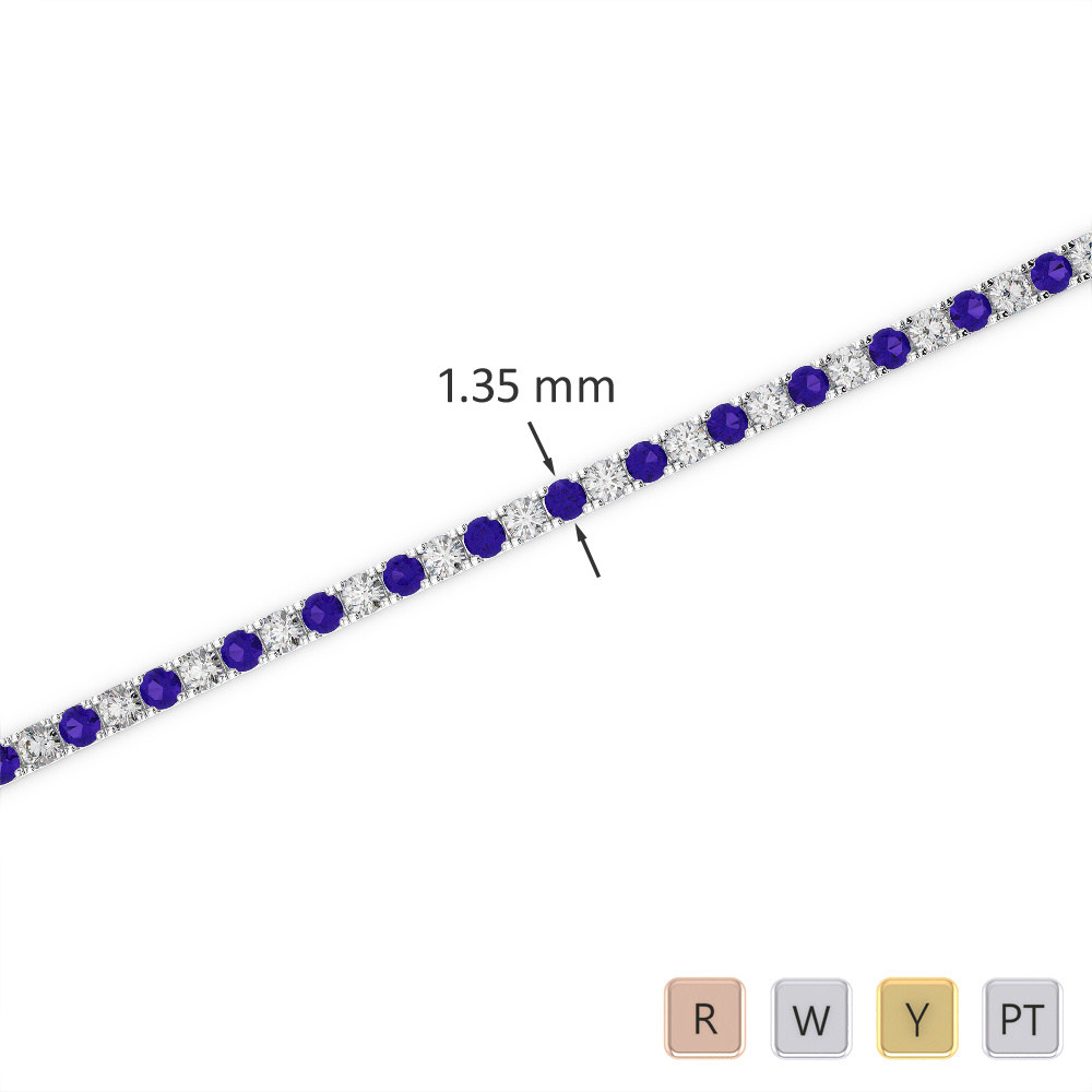 Prong Set Diamond and Tanzanite Bracelet 0718