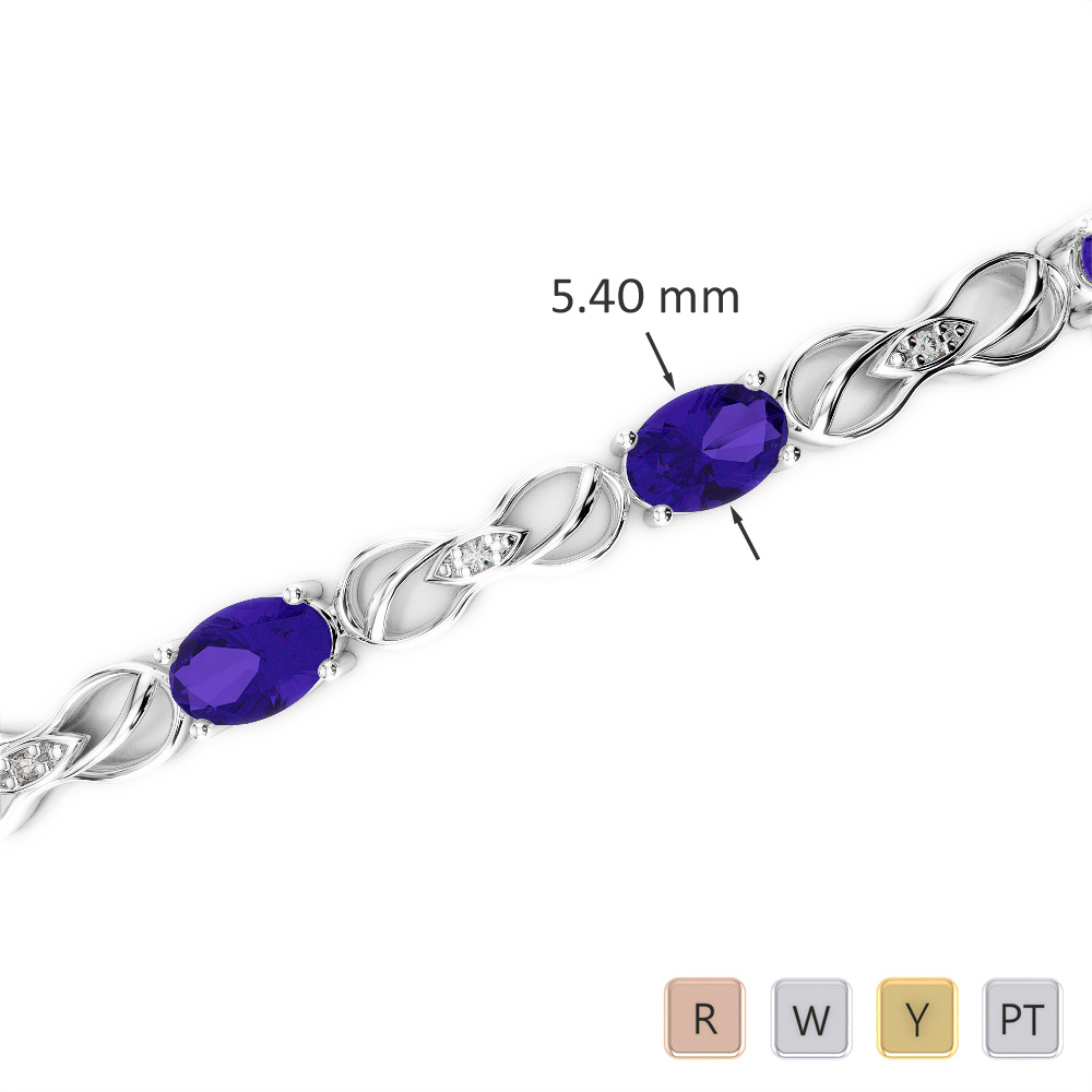 Oval Shape Tanzanite & Round Cut Diamond Bracelet 0760