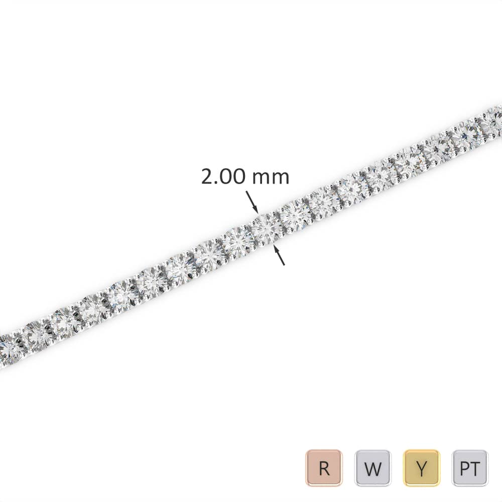 Round Cut Diamond Bracelet in Gold / Platinum ATZBR-0709