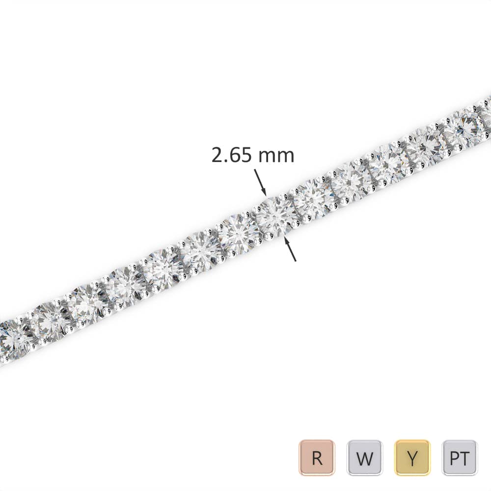 Round Cut Diamond Bracelet in Gold / Platinum ATZBR-0713