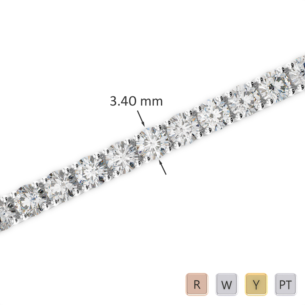 Round Cut Diamond Bracelet in Gold / Platinum ATZBR-0715