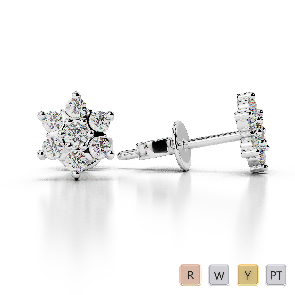 7 Stones Prong Set Cluster Diamond Earrings 0463