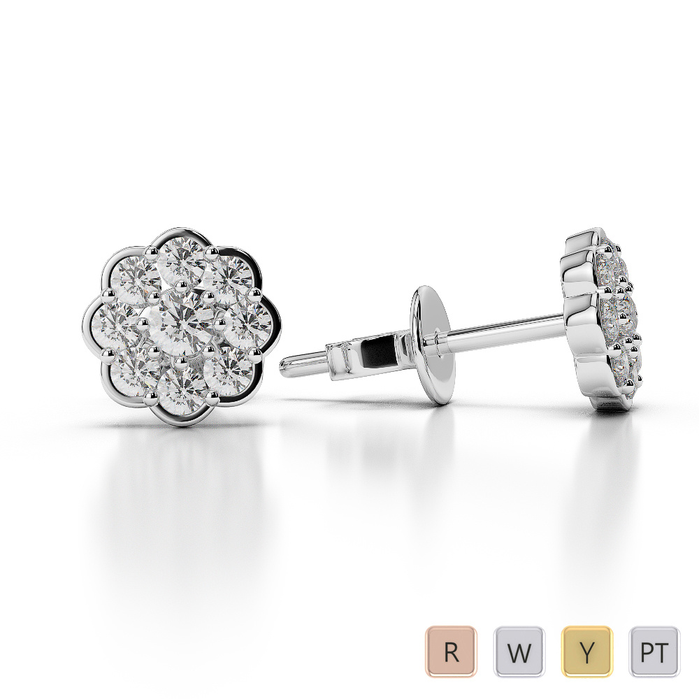 9 Stones Flower Shape Diamond Cluster Earrings 0465 9 Stones Flower Shape Diamond Cluster Earrings 0465
