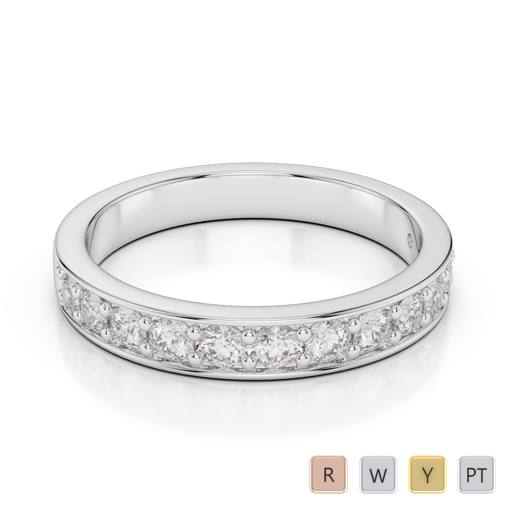 3MM Round Cut Diamond Half Eternity Ring 0362