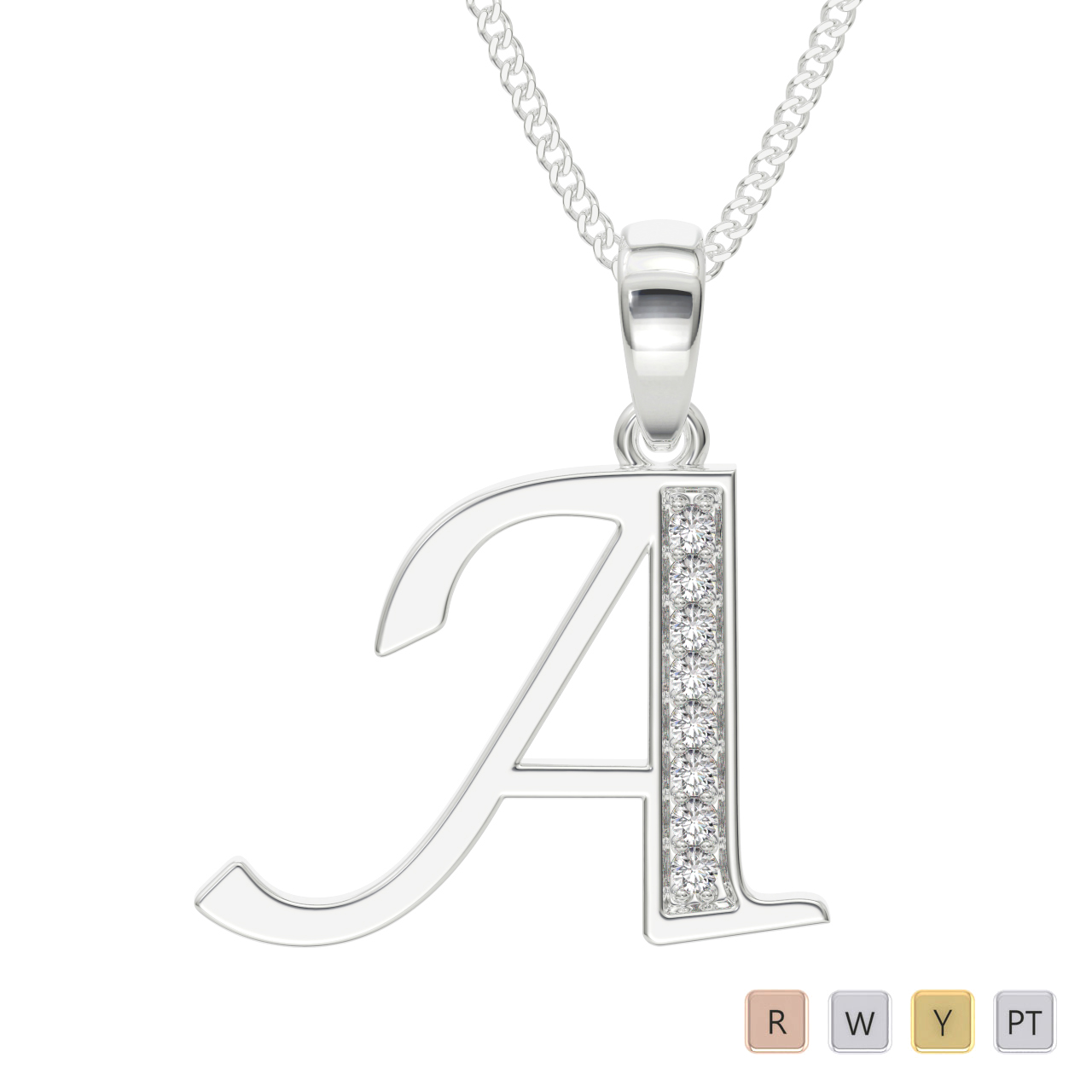 Diamond Initial Necklaces in Gold / Platinum ATZNK-0582