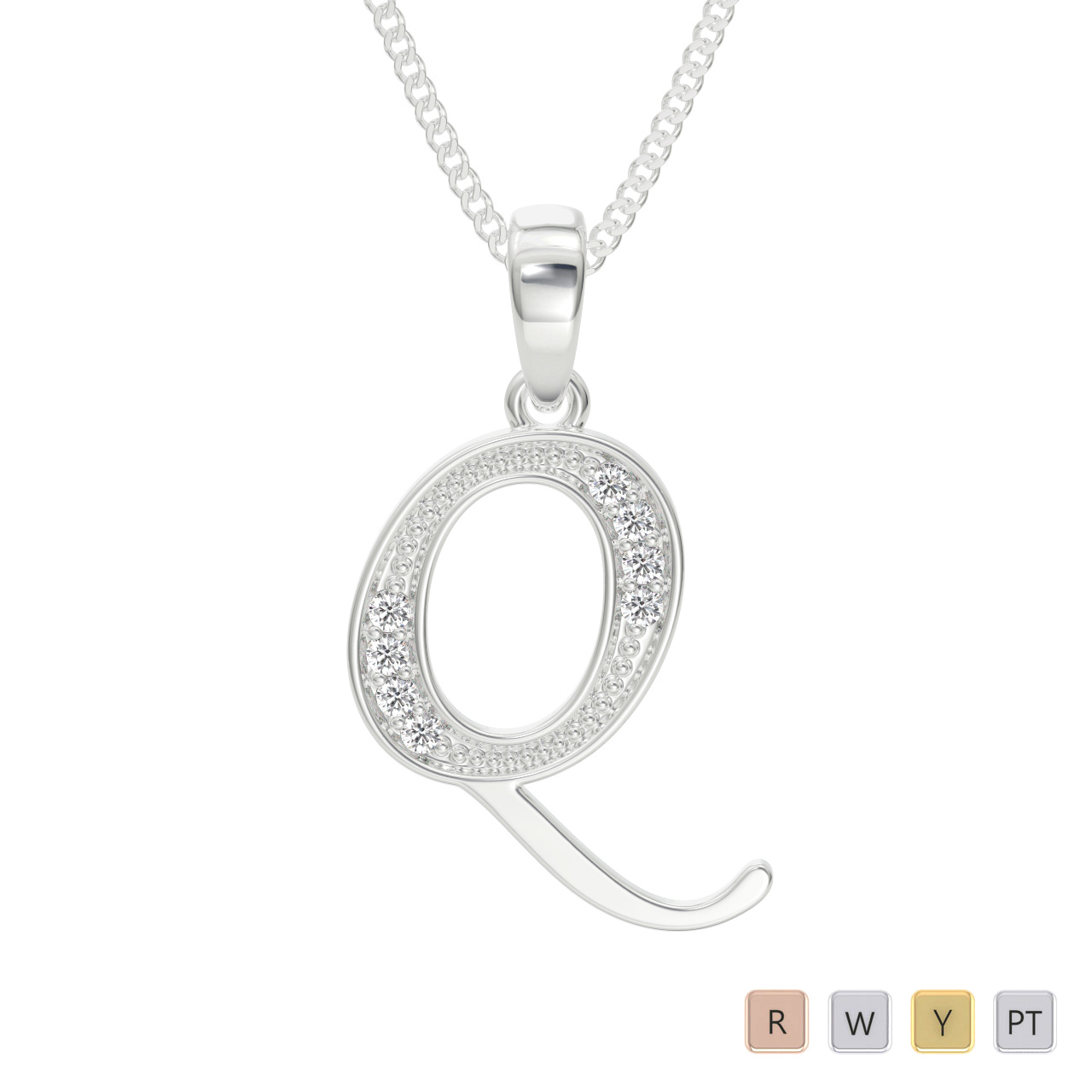 Diamond Initial Necklaces 0598