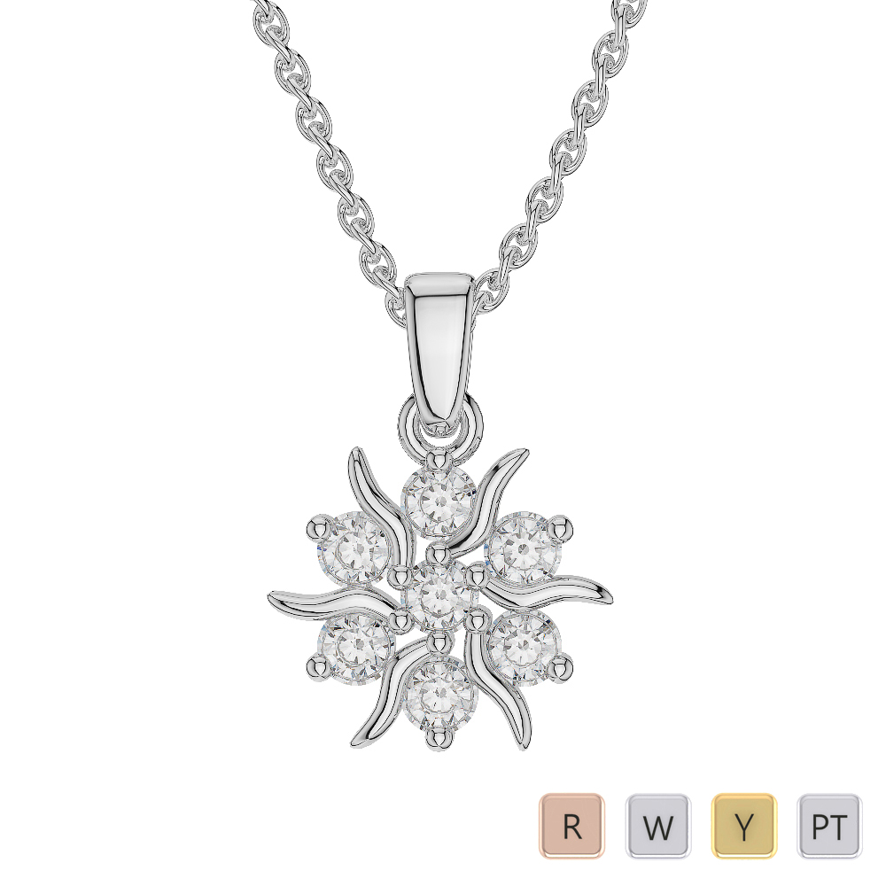 7 Stone Prong Set Diamond Cluster Necklaces in Gold / Platinum ATZNK-0551