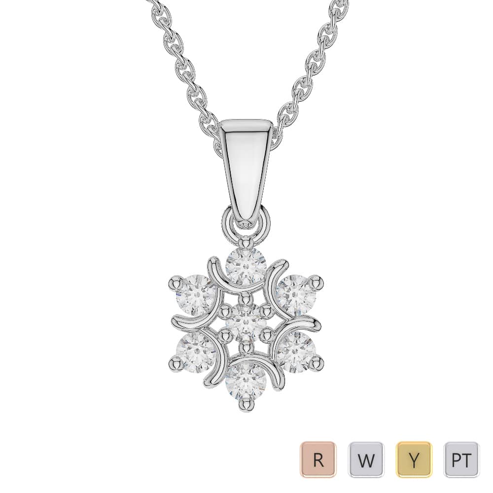 Seven Stone Prong Set Diamond Cluster Necklaces in Gold / Platinum ATZNK-0553