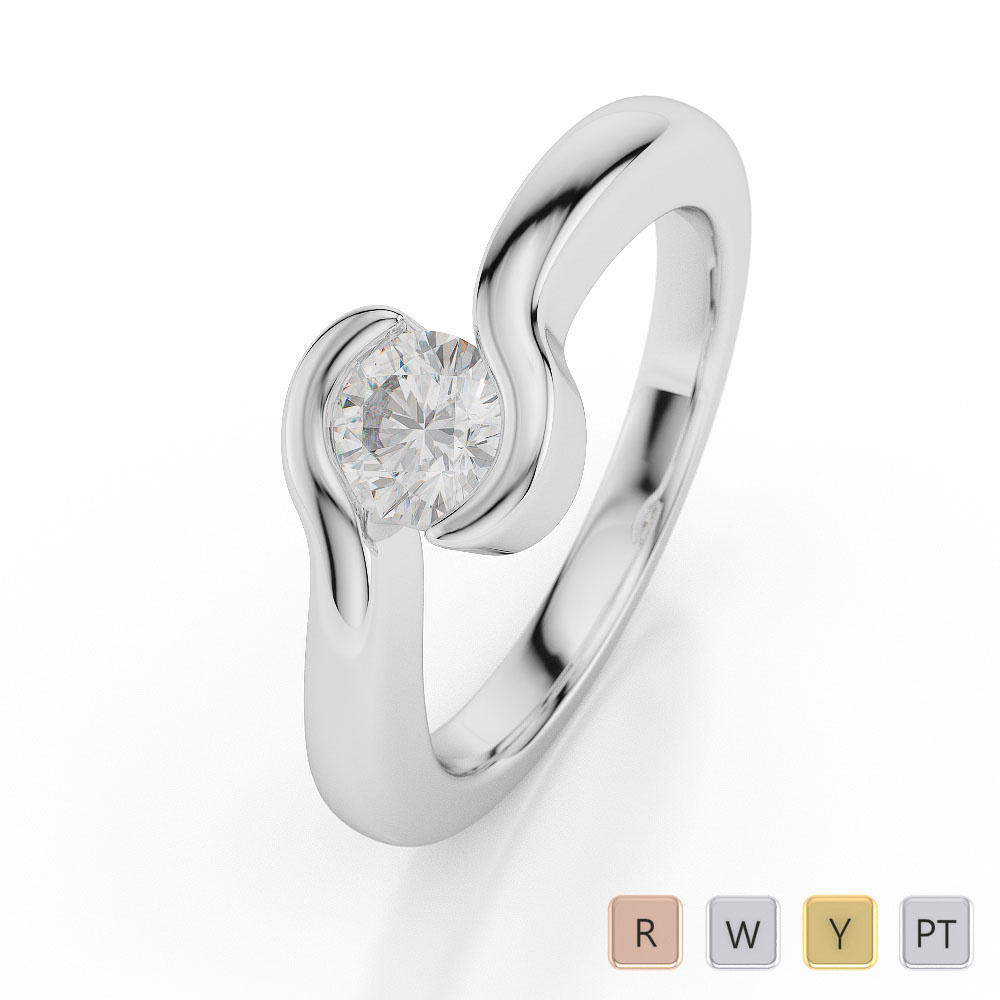 Tension Set Solitaire Ring With Diamond 0014