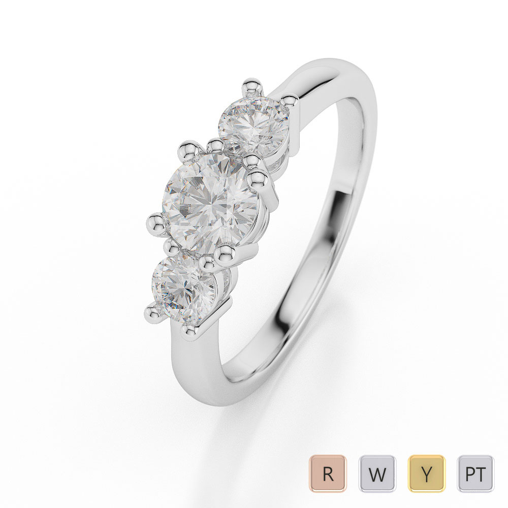 Prong Set Trilogy Diamond Engagement Ring 0065