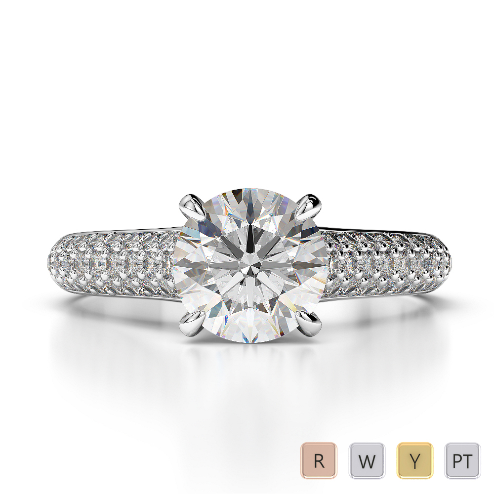 Prong Set Engagement Ring With Diamond in Gold / Platinum ATZR-0201