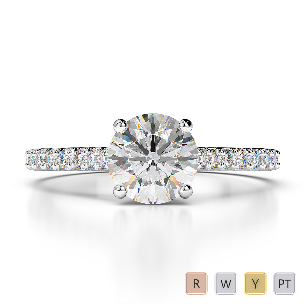 Round Cut Diamond Engagement Ring in Gold / Platinum ATZR-0211