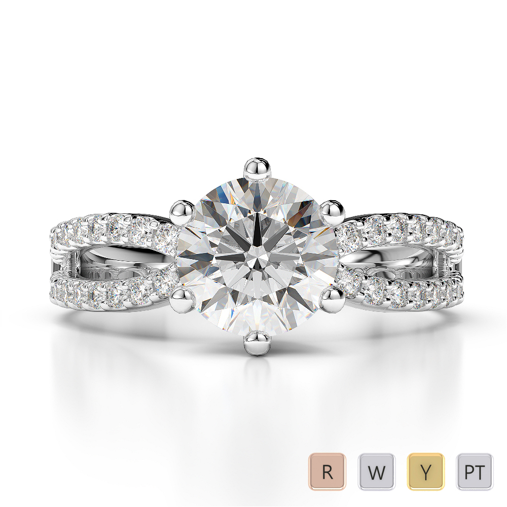 Prong Set Diamond Engagement Ring in Gold / Platinum ATZR-0221
