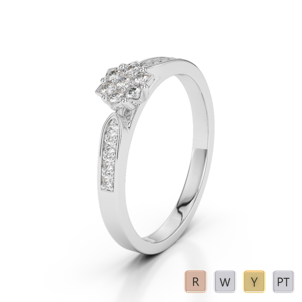 Round Cut Diamond Engagement Ring in Gold / Platinum ATZR-0224
