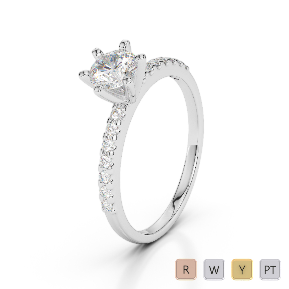 Six Claw Set Diamond Engagement Ring in Gold / Platinum ATZR-0234