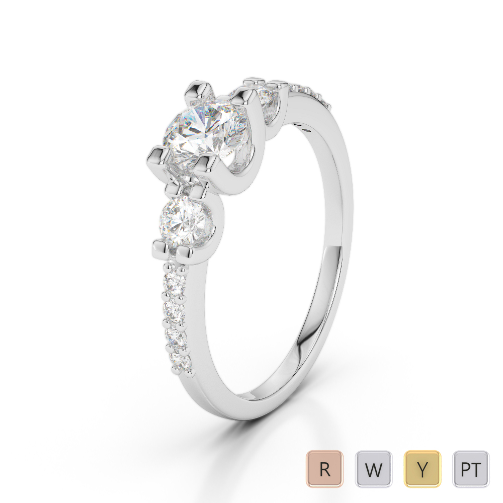Round Cut Diamond Engagement Ring in Gold / Platinum ATZR-0244